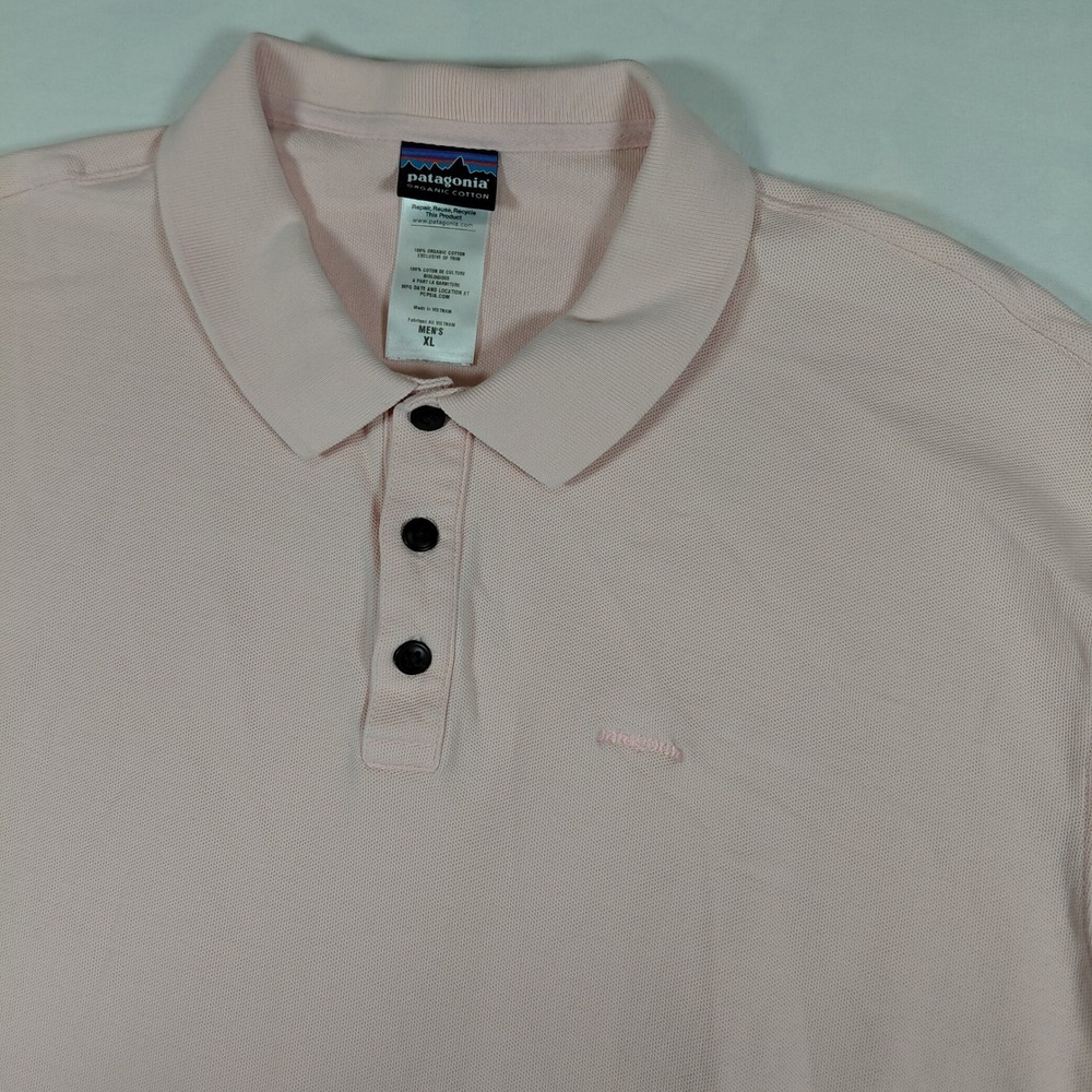 Patagonia Mens XL Pink Organic Cotton Short Sleeve Pique Polo Shirt